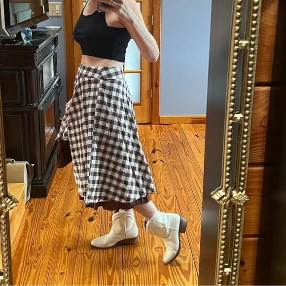 Western Brown and White Check Swing Skirt Size 6 Trend b.c.p. Bonprix Collection - Picture 6 of 12